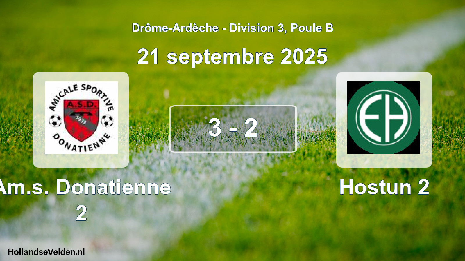 Gespeelde wedstrijd: Am.s. Donatienne 2 - Hostun 2 3 - 2 (21 september 2025)