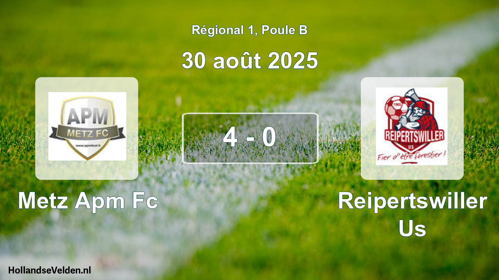 Gespeelde wedstrijd: Metz Apm Fc - Reipertswiller Us 4 - 0 (30 août 2025)