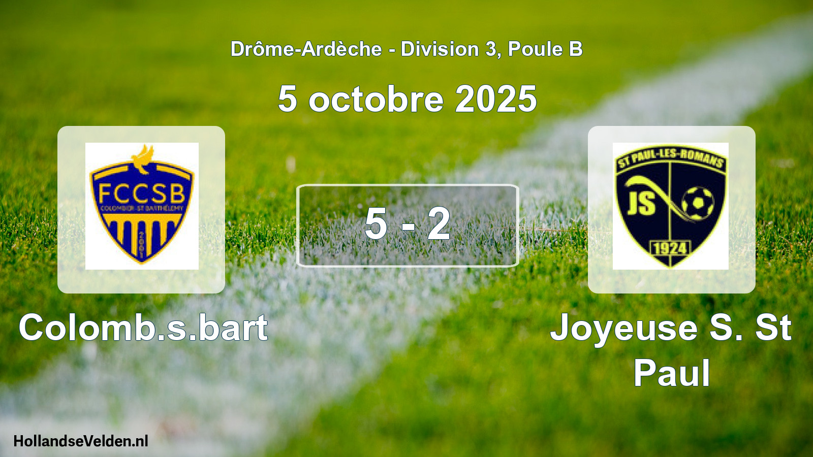Match joué: Colomb.s.bart - Joyeuse S. St Paul 5 - 2 (5 octobre 2025)