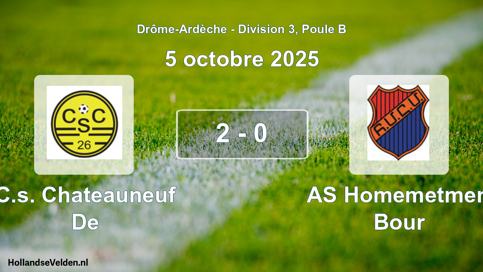 Gespeelde wedstrijd: C.s. Chateauneuf De - AS Homemetmen Bour 2 - 0 (5 oktober 2025)