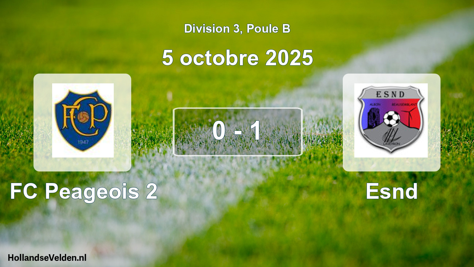 Total number of matches played: FC Peageois 2 - Esnd 0 - 1 (5 October 2025)