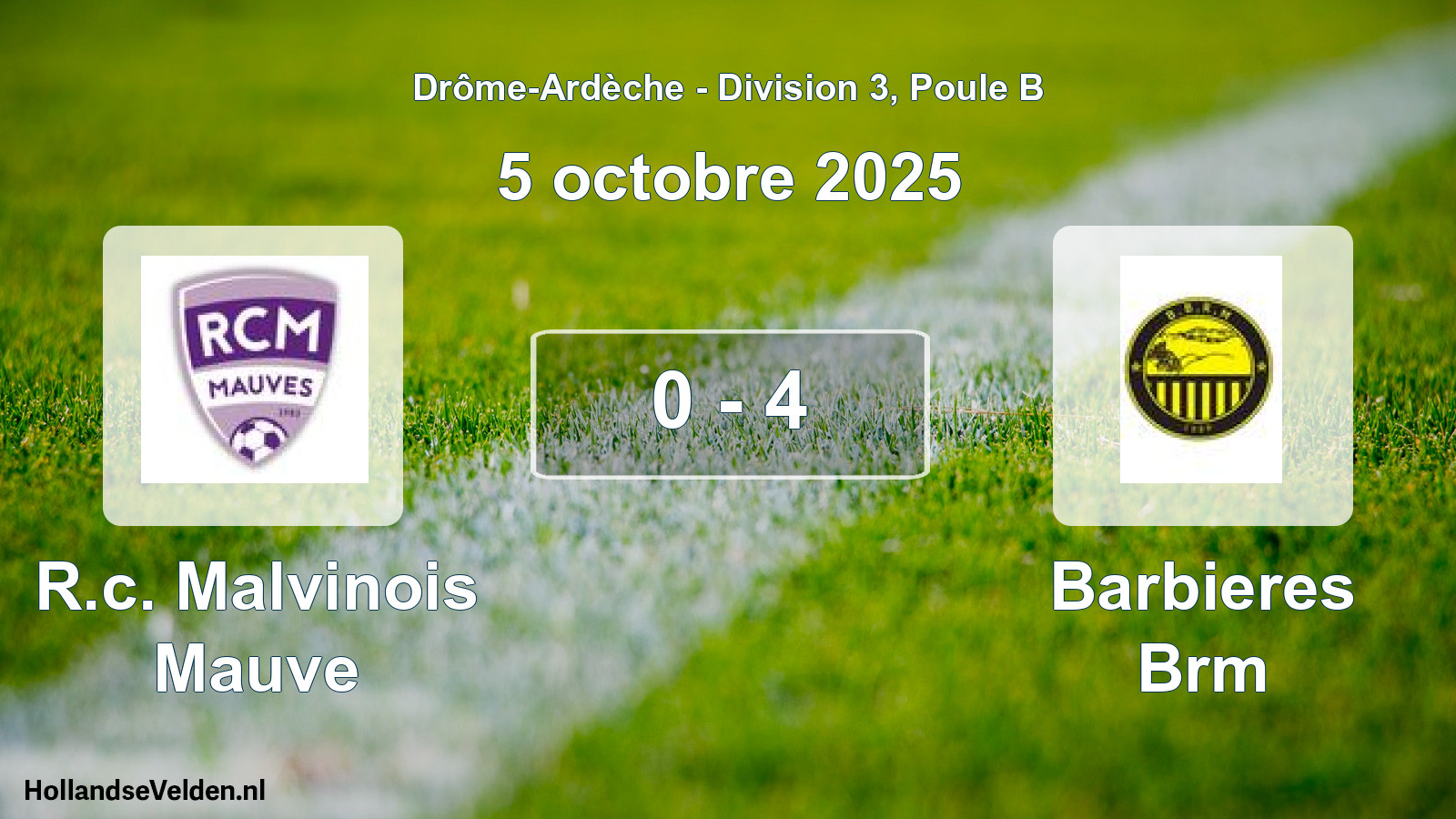 Gespeelde wedstrijd: R.c. Malvinois Mauve - Barbieres Brm 0 - 4 (5 oktober 2025)
