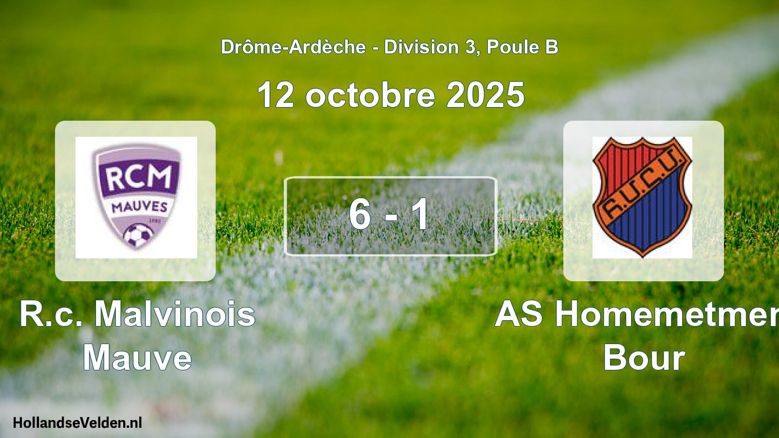 Gespeelde wedstrijd: R.c. Malvinois Mauve - AS Homemetmen Bour 6 - 1 (12 oktober 2025)