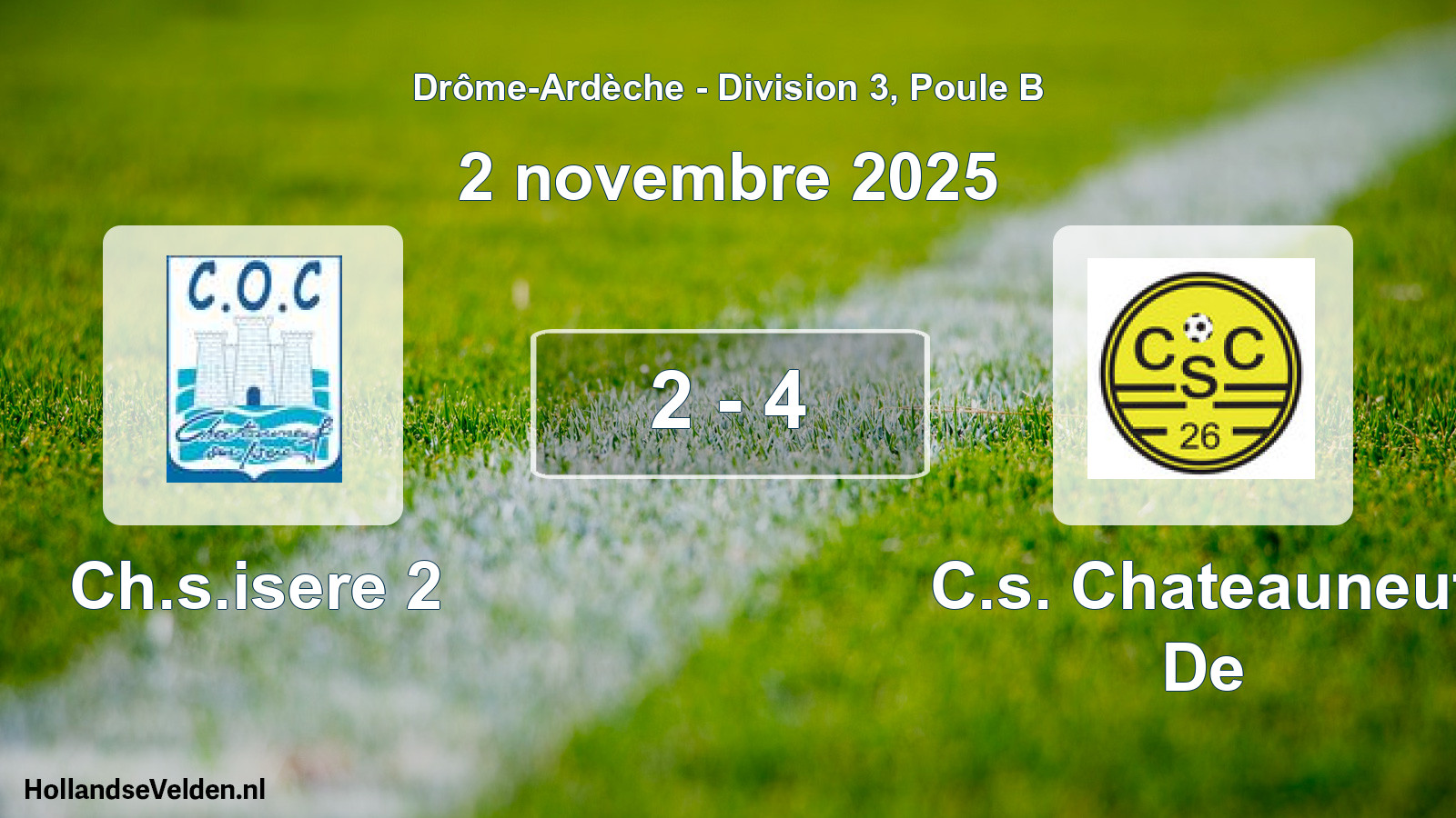 Gespeelde wedstrijd: Ch.s.isere 2 - C.s. Chateauneuf De 2 - 4 (2 november 2025)