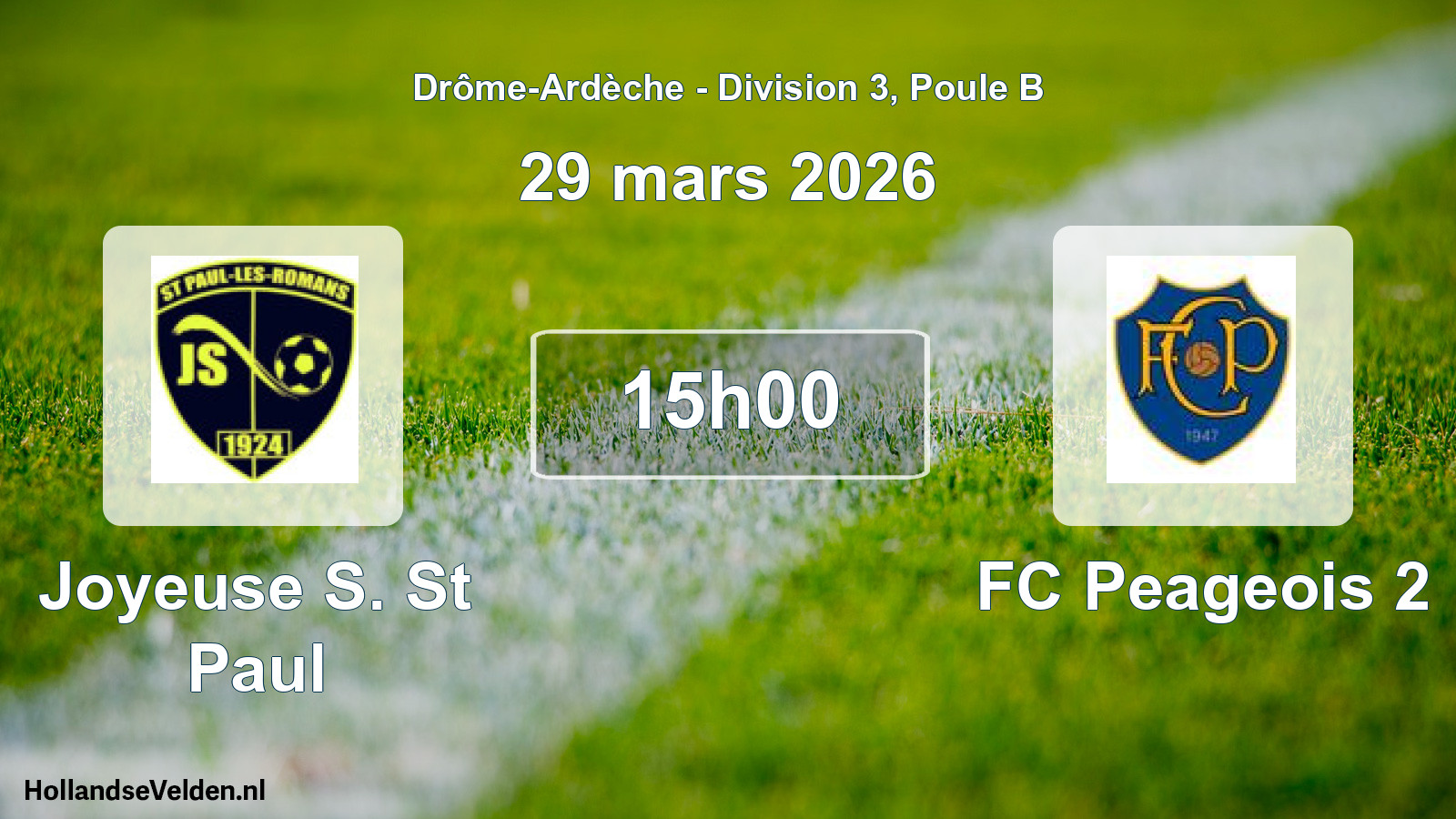 Match programmé: Joyeuse S. St Paul - FC Peageois 2 (29 mars 2026)