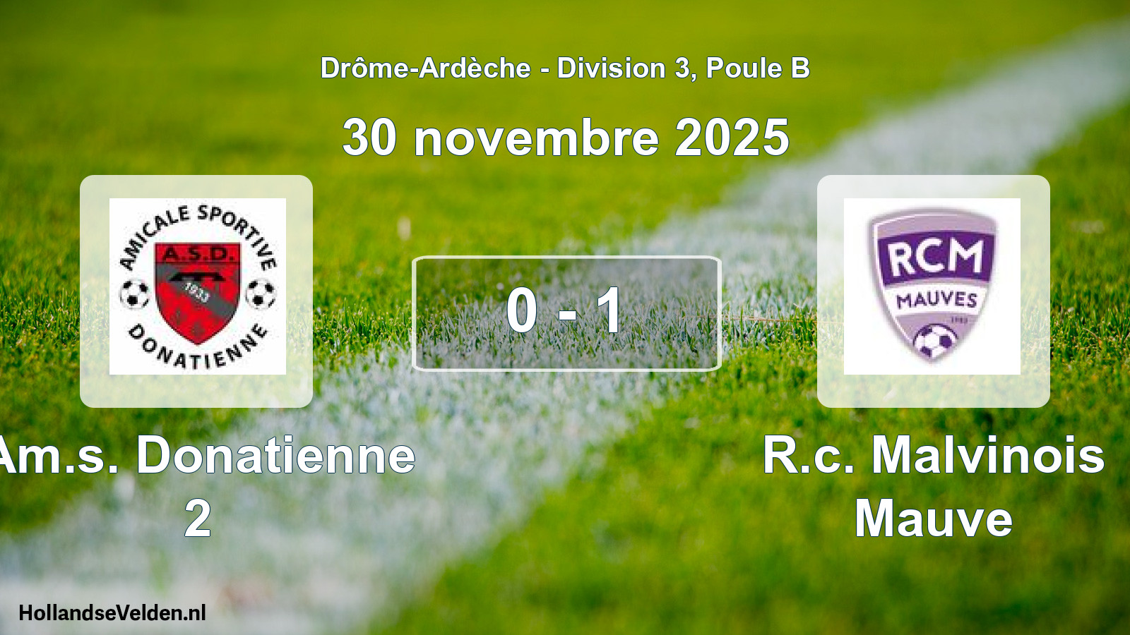 Gespeelde wedstrijd: Am.s. Donatienne 2 - R.c. Malvinois Mauve 0 - 1 (30 november 2025)