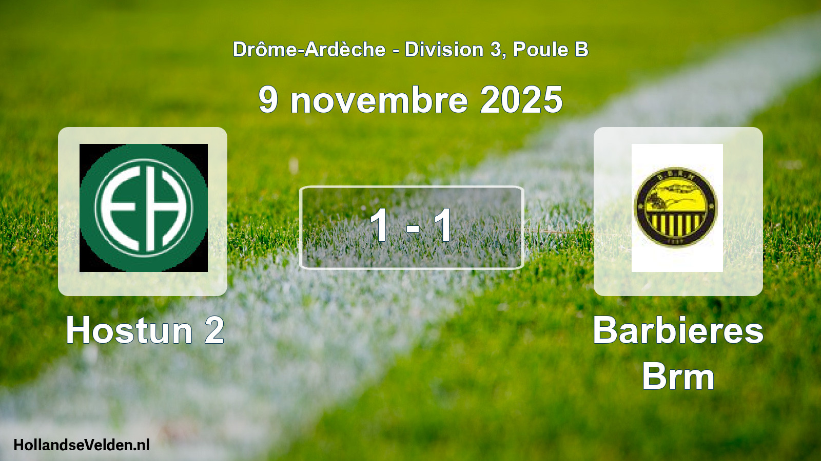 Gespeelde wedstrijd: Hostun 2 - Barbieres Brm 1 - 1 (9 november 2025)