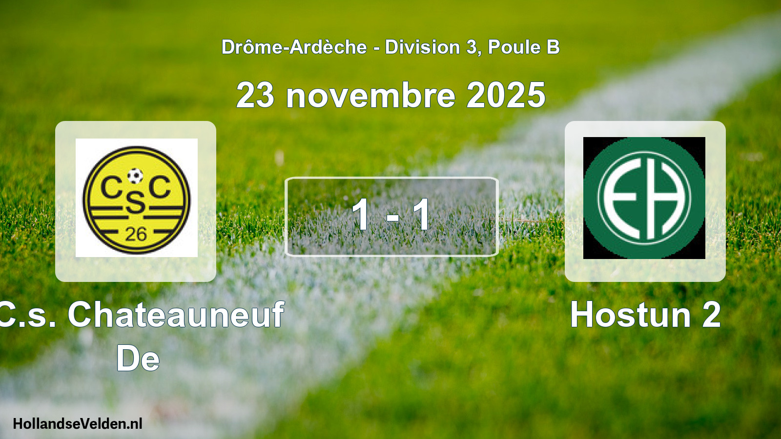 Gespeelde wedstrijd: C.s. Chateauneuf De - Hostun 2 1 - 1 (23 november 2025)