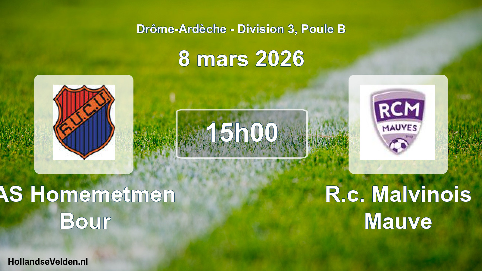 Geplande wedstrijd: AS Homemetmen Bour - R.c. Malvinois Mauve (8 maart 2026)