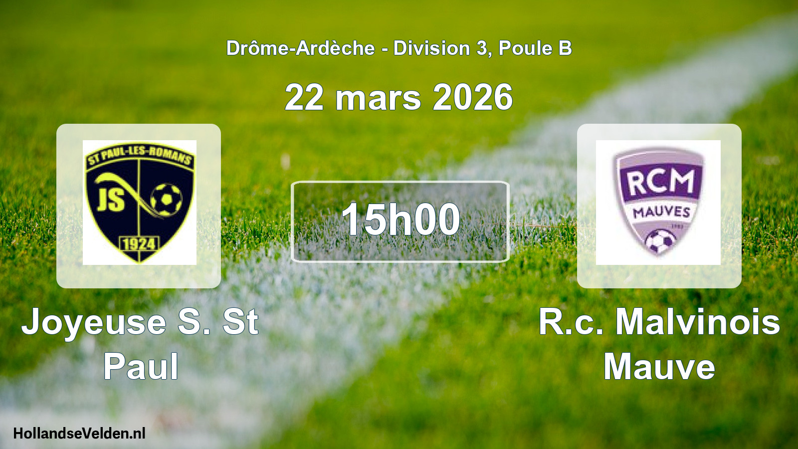 Scheduled Match: Joyeuse S. St Paul - R.c. Malvinois Mauve (22 March 2026)