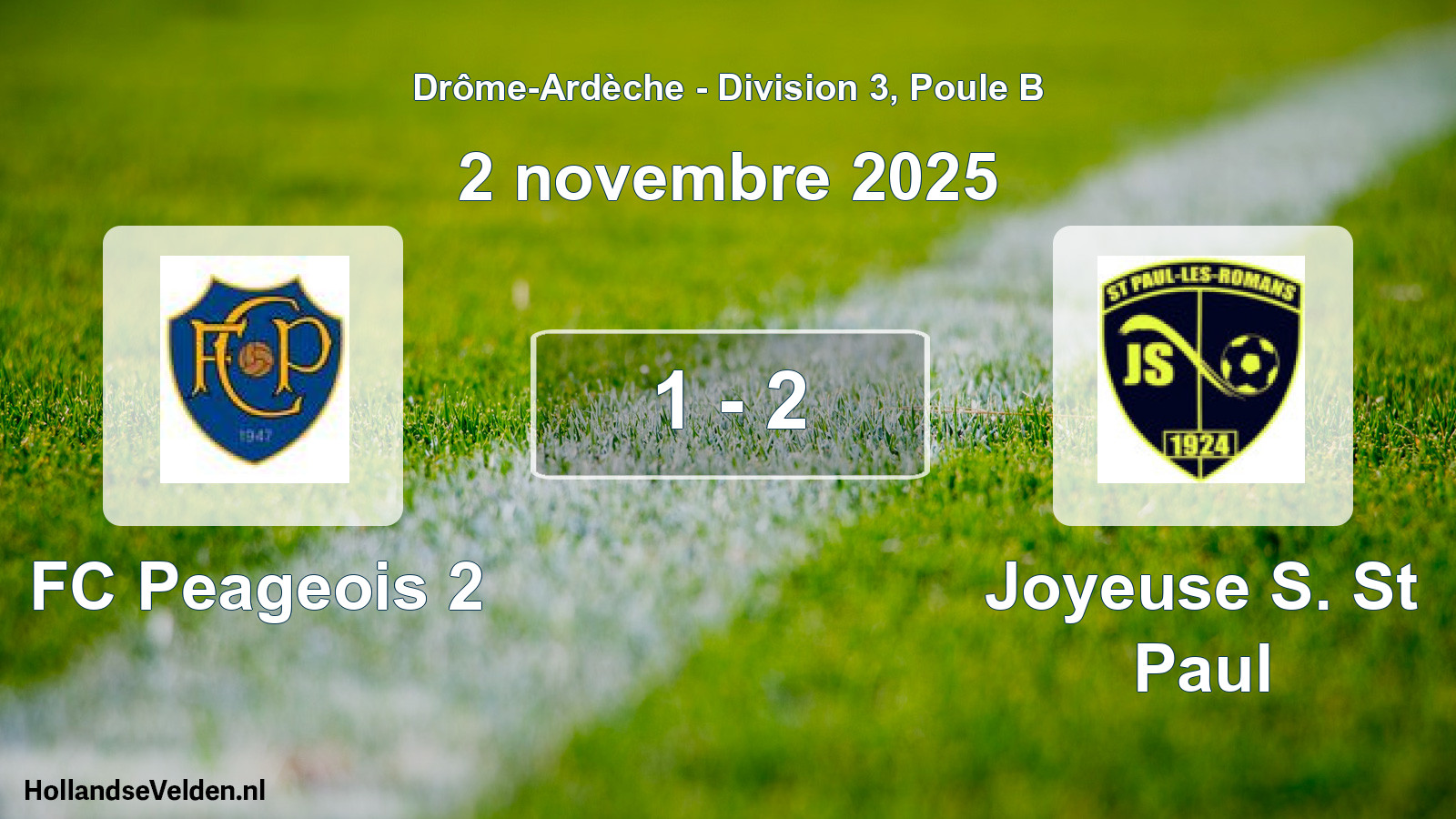 Gespeelde wedstrijd: FC Peageois 2 - Joyeuse S. St Paul 1 - 2 (2 november 2025)