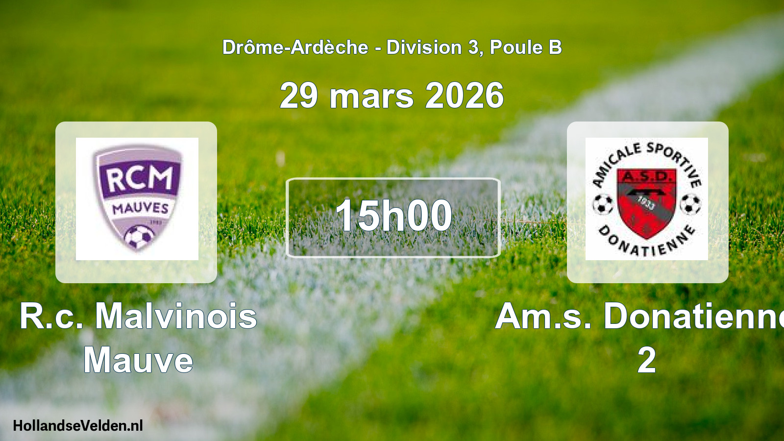 Scheduled Match: R.c. Malvinois Mauve - Am.s. Donatienne 2 (29 March 2026)