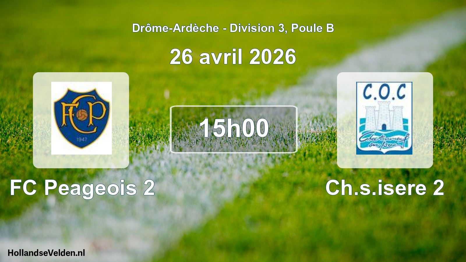 Geplande wedstrijd: FC Peageois 2 - Ch.s.isere 2 (26 april 2026)
