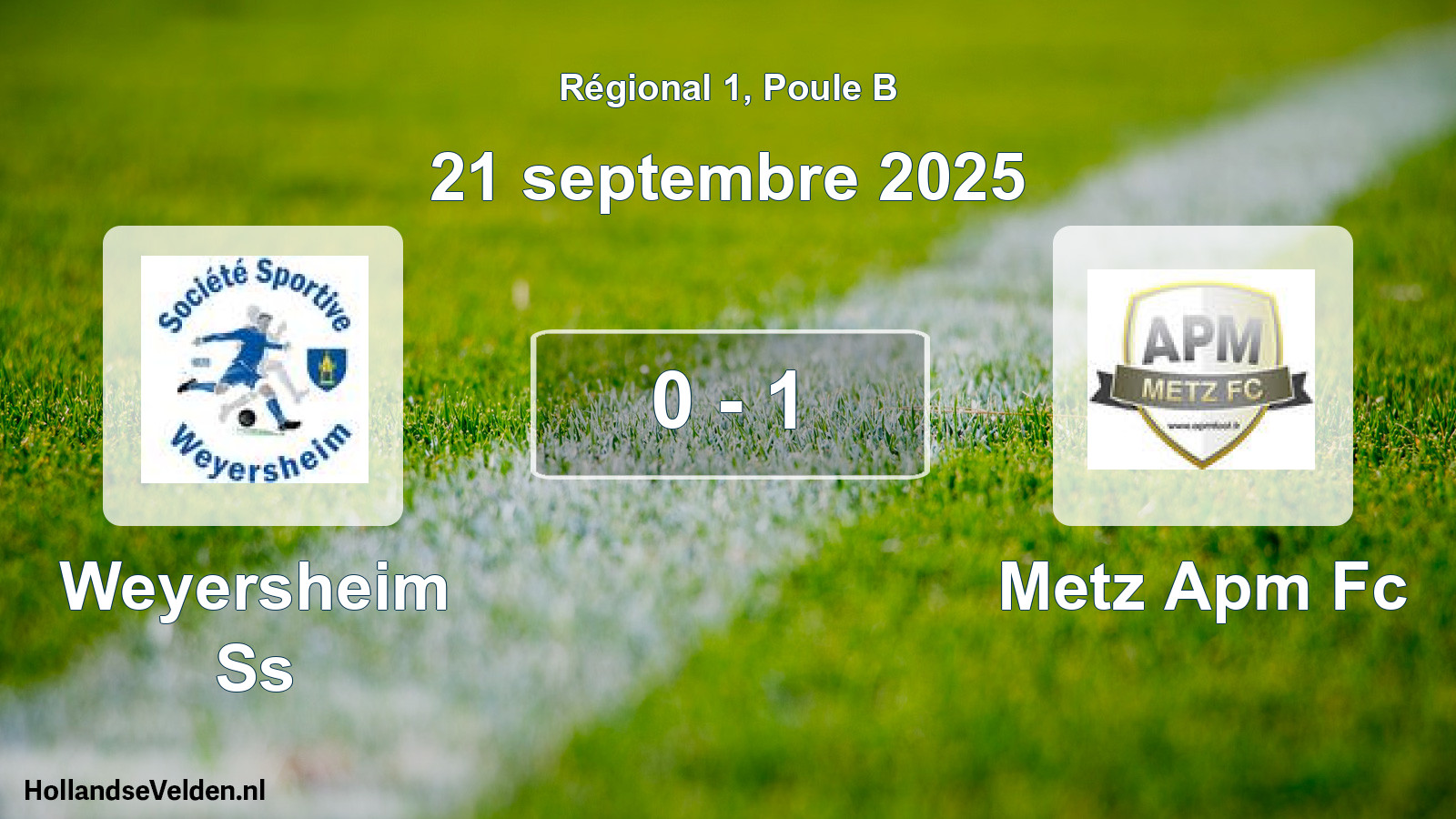 Gespeelde wedstrijd: Weyersheim Ss - Metz Apm Fc 0 - 1 (21 septembre 2025)