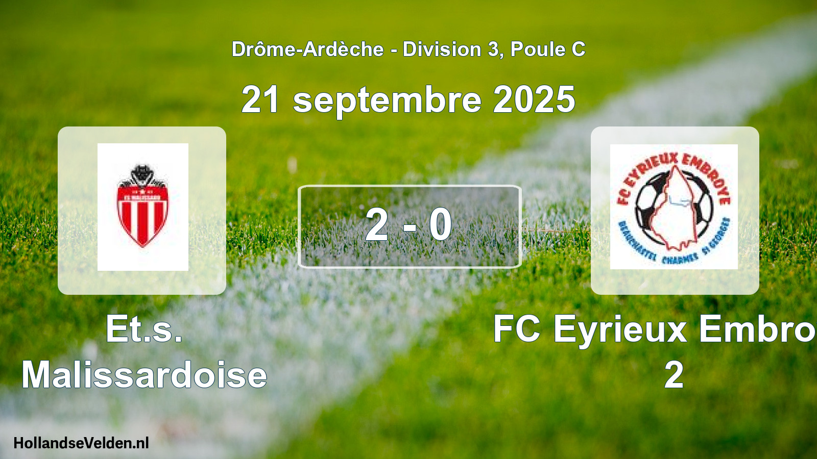 Total number of matches played: Et.s. Malissardoise - FC Eyrieux Embroye 2 2 - 0 (21 September 2025)