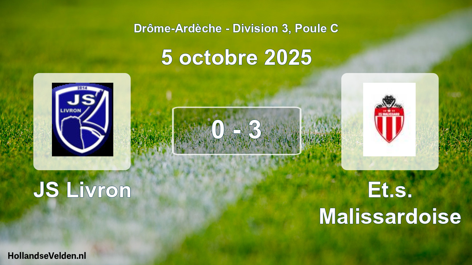 Gespeelde wedstrijd: JS Livron - Et.s. Malissardoise 0 - 3 (5 oktober 2025)