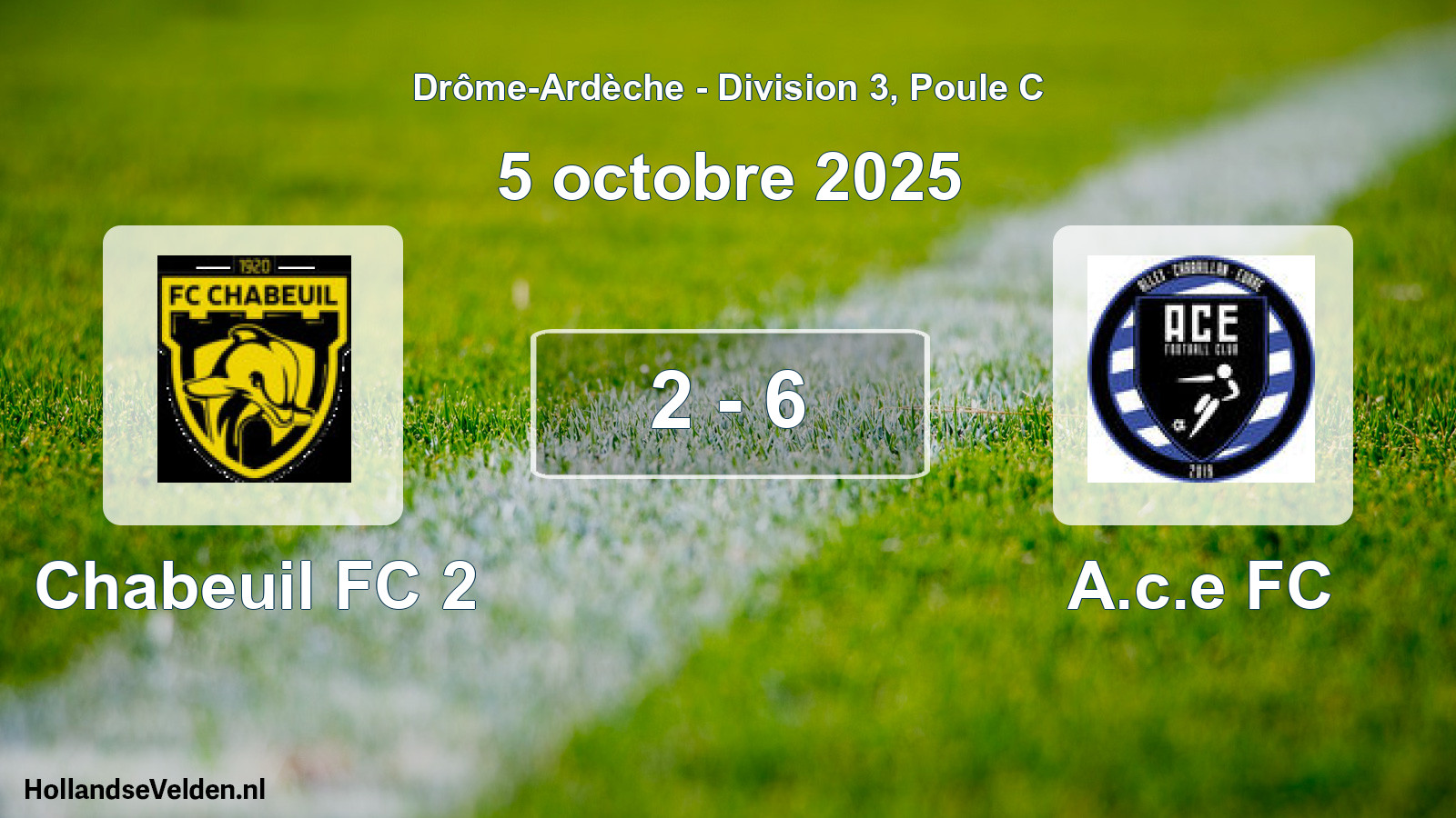 Gespeelde wedstrijd: Chabeuil FC 2 - A.c.e FC 2 - 6 (5 oktober 2025)