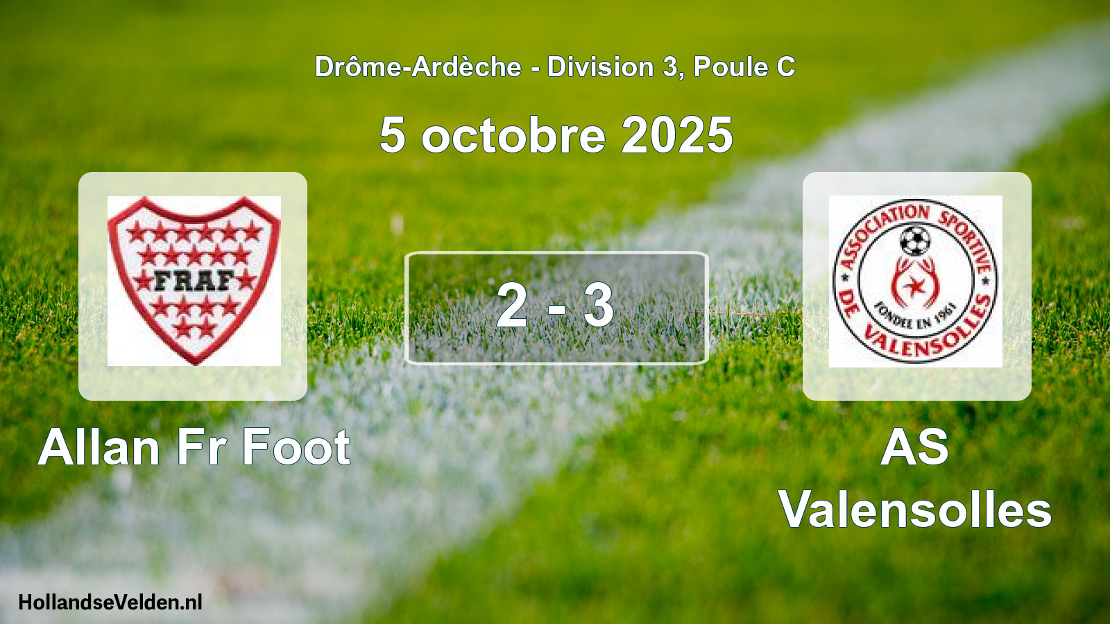 Gespeelde wedstrijd: Allan Fr Foot - AS Valensolles 2 - 3 (5 oktober 2025)