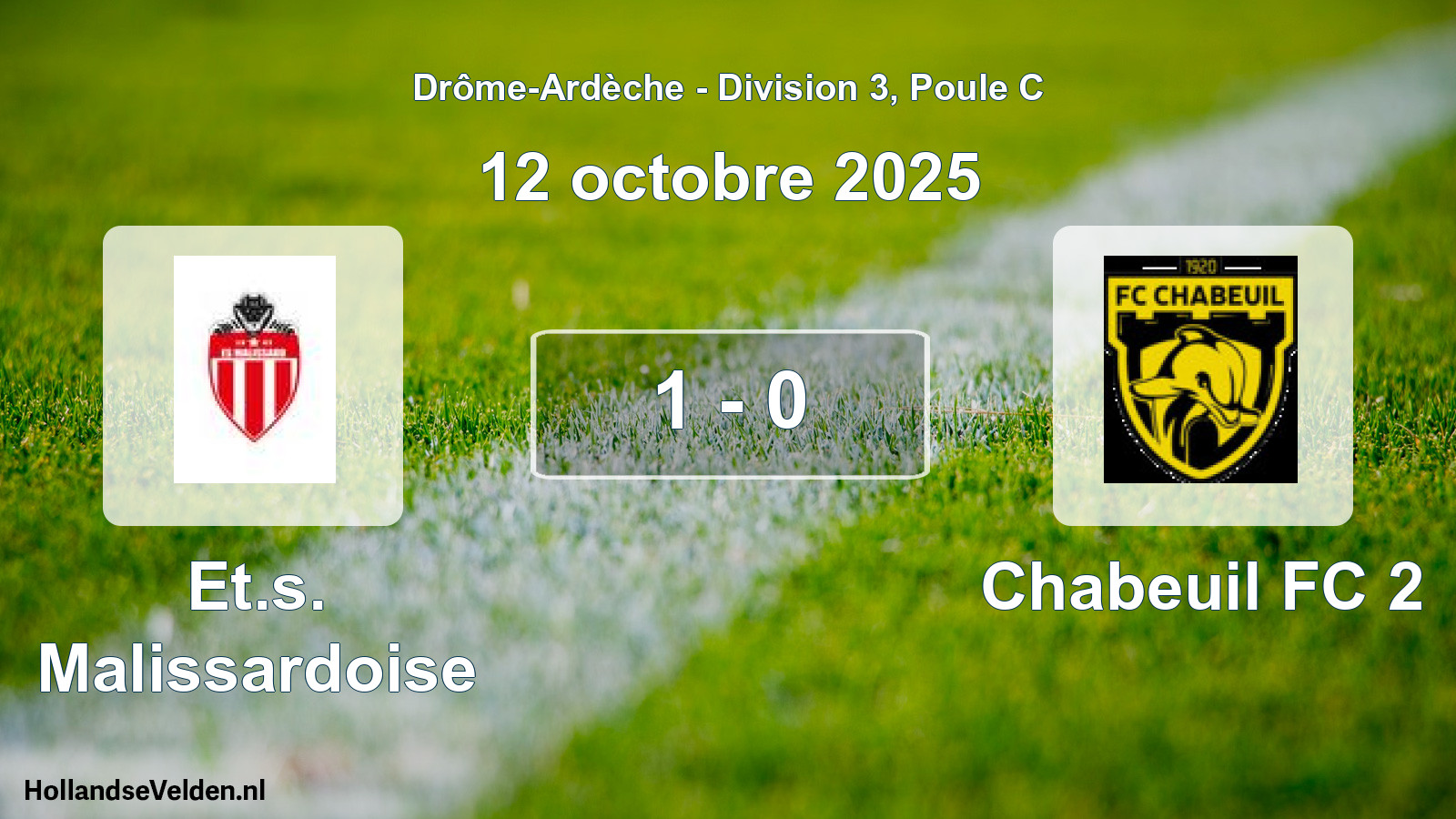 Gespeelde wedstrijd: Et.s. Malissardoise - Chabeuil FC 2 1 - 0 (12 oktober 2025)