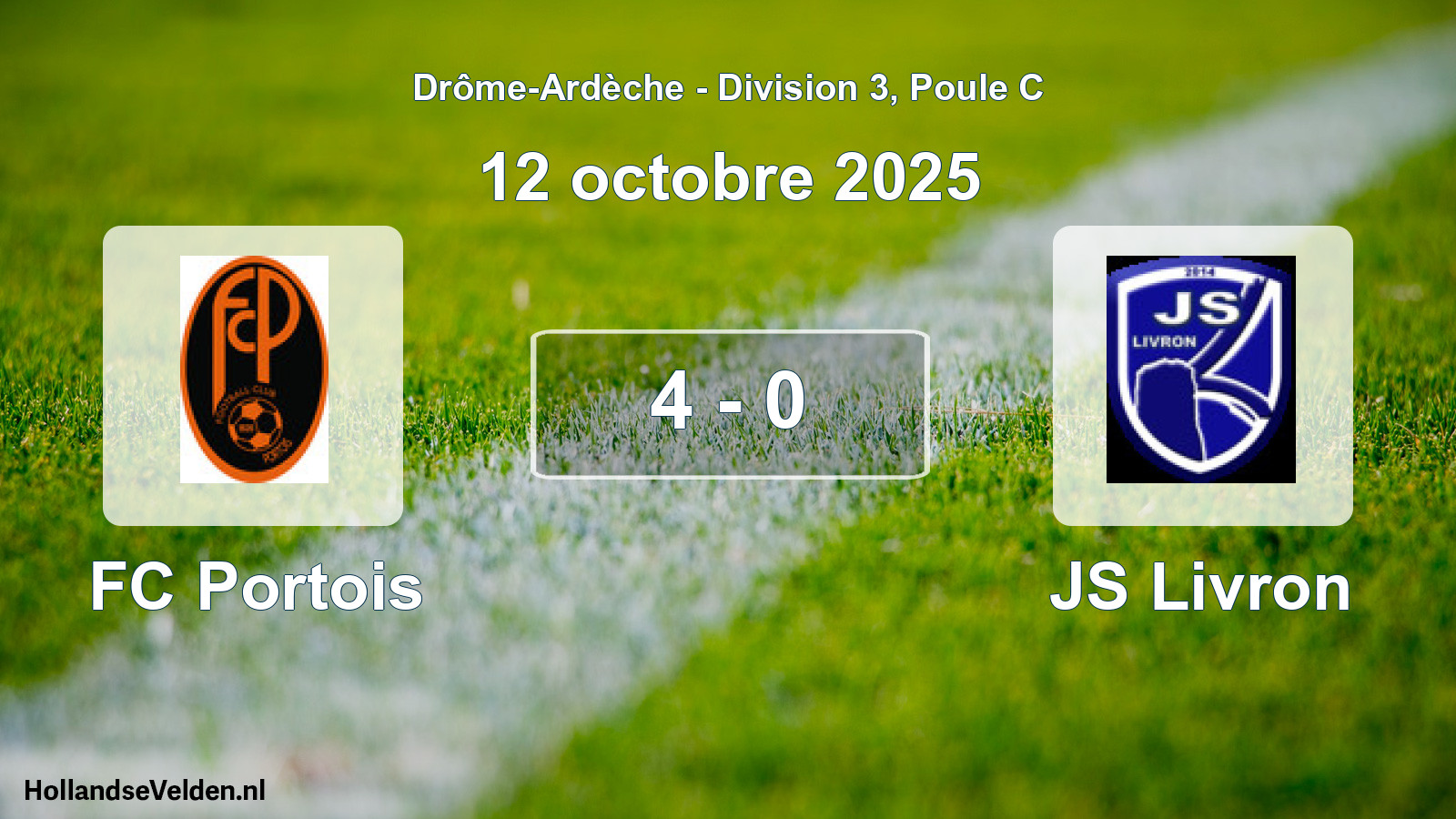 Gespeelde wedstrijd: FC Portois - JS Livron 4 - 0 (12 oktober 2025)