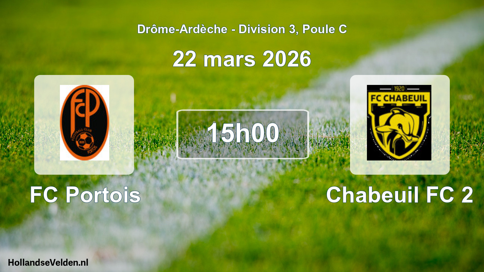 Geplande wedstrijd: FC Portois - Chabeuil FC 2 (22 maart 2026)