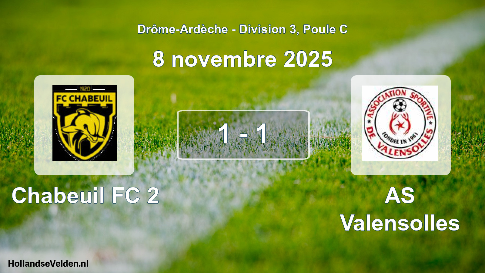 Gespeelde wedstrijd: Chabeuil FC 2 - AS Valensolles 1 - 1 (8 november 2025)