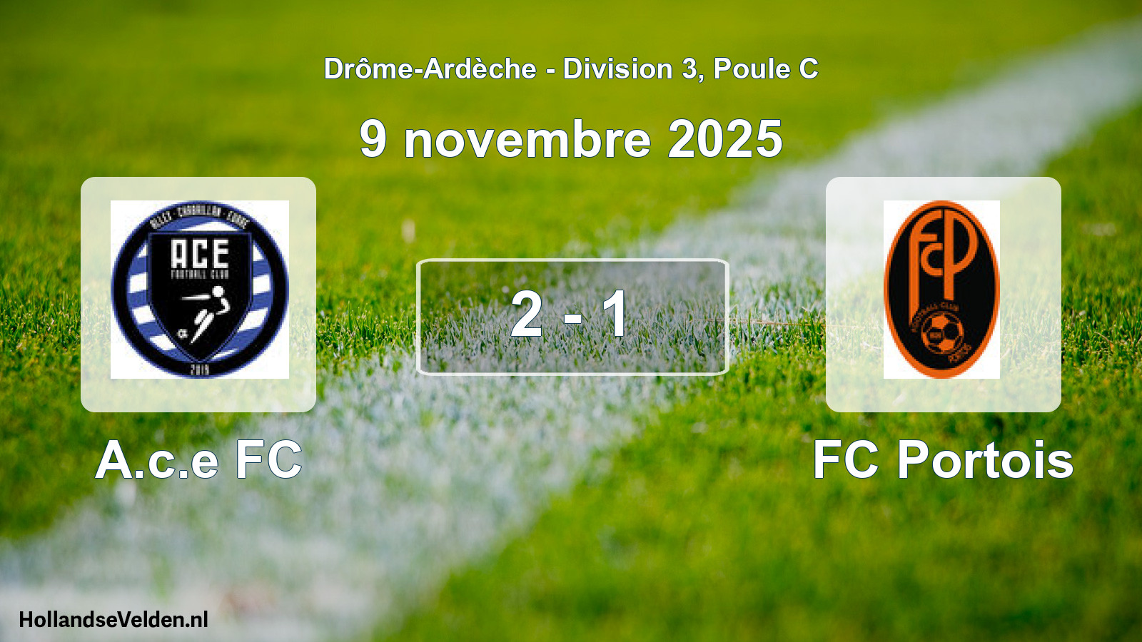 Gespeelde wedstrijd: A.c.e FC - FC Portois 2 - 1 (9 november 2025)