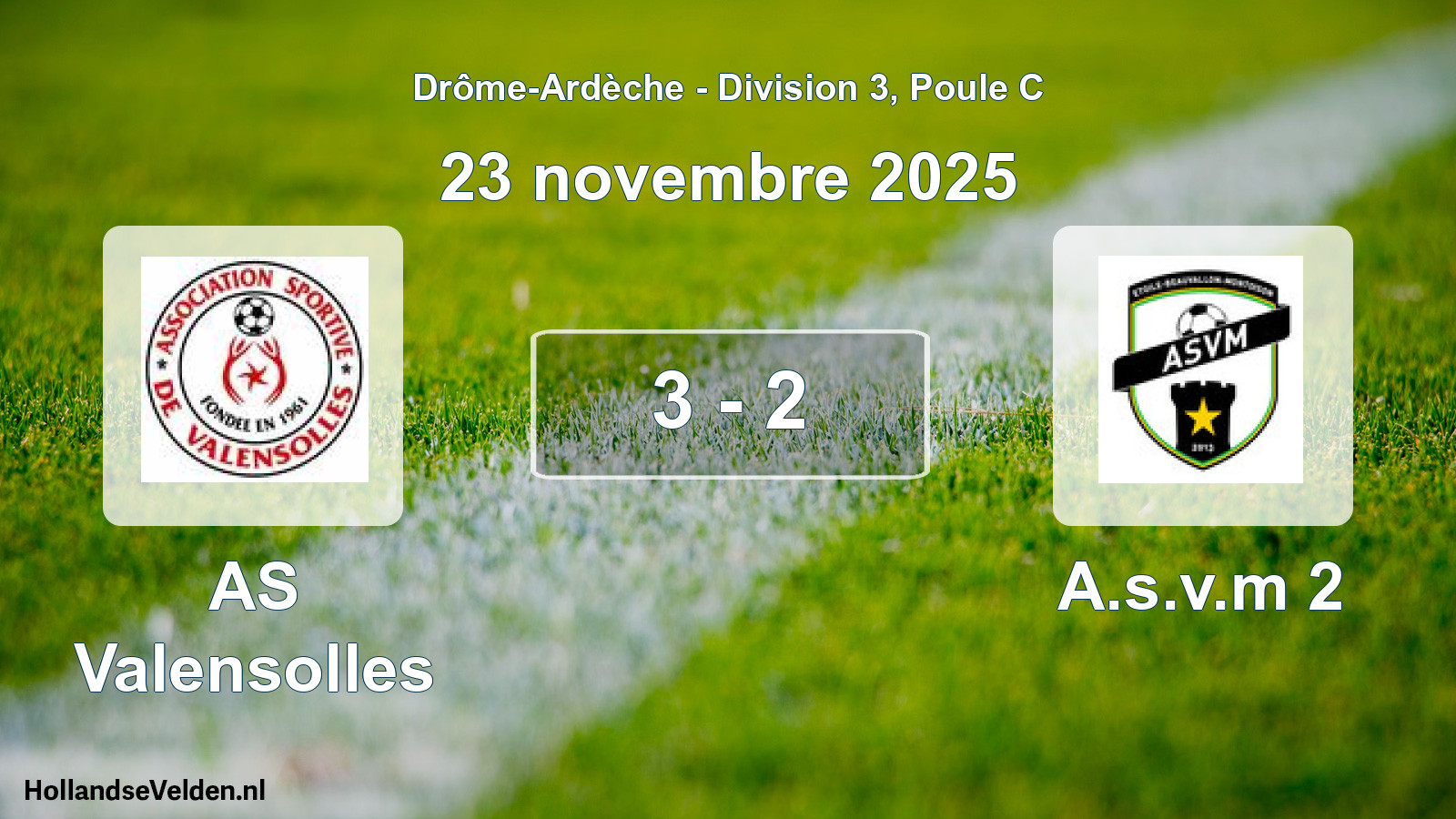 Gespeelde wedstrijd: AS Valensolles - A.s.v.m 2 3 - 2 (23 november 2025)