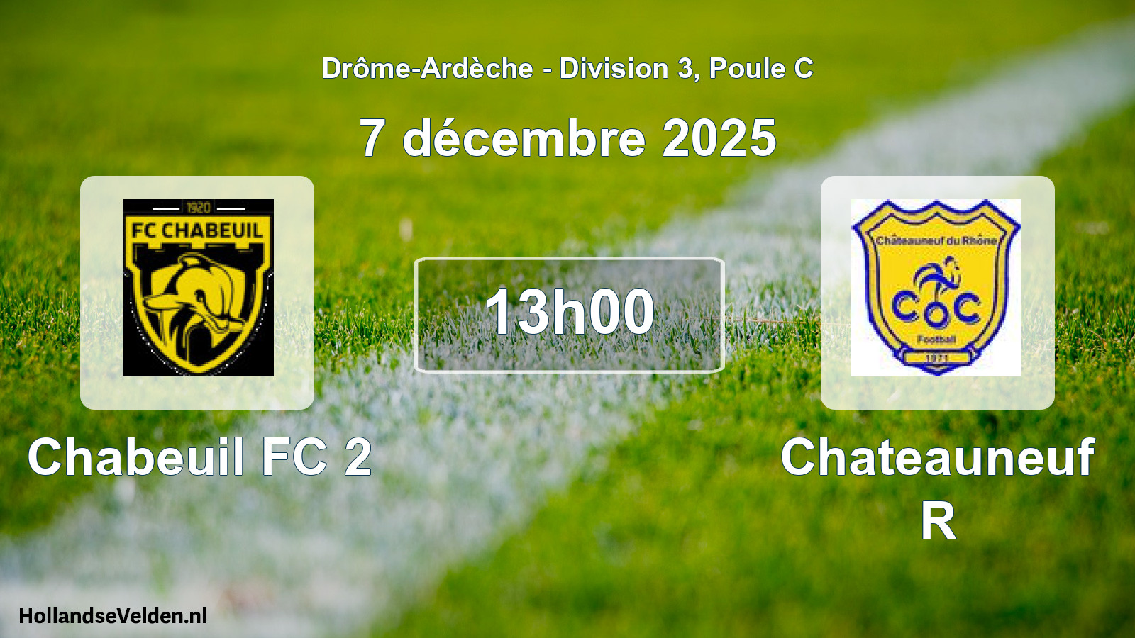 Geplande wedstrijd: Chabeuil FC 2 - Chateauneuf R (7 december 2025)