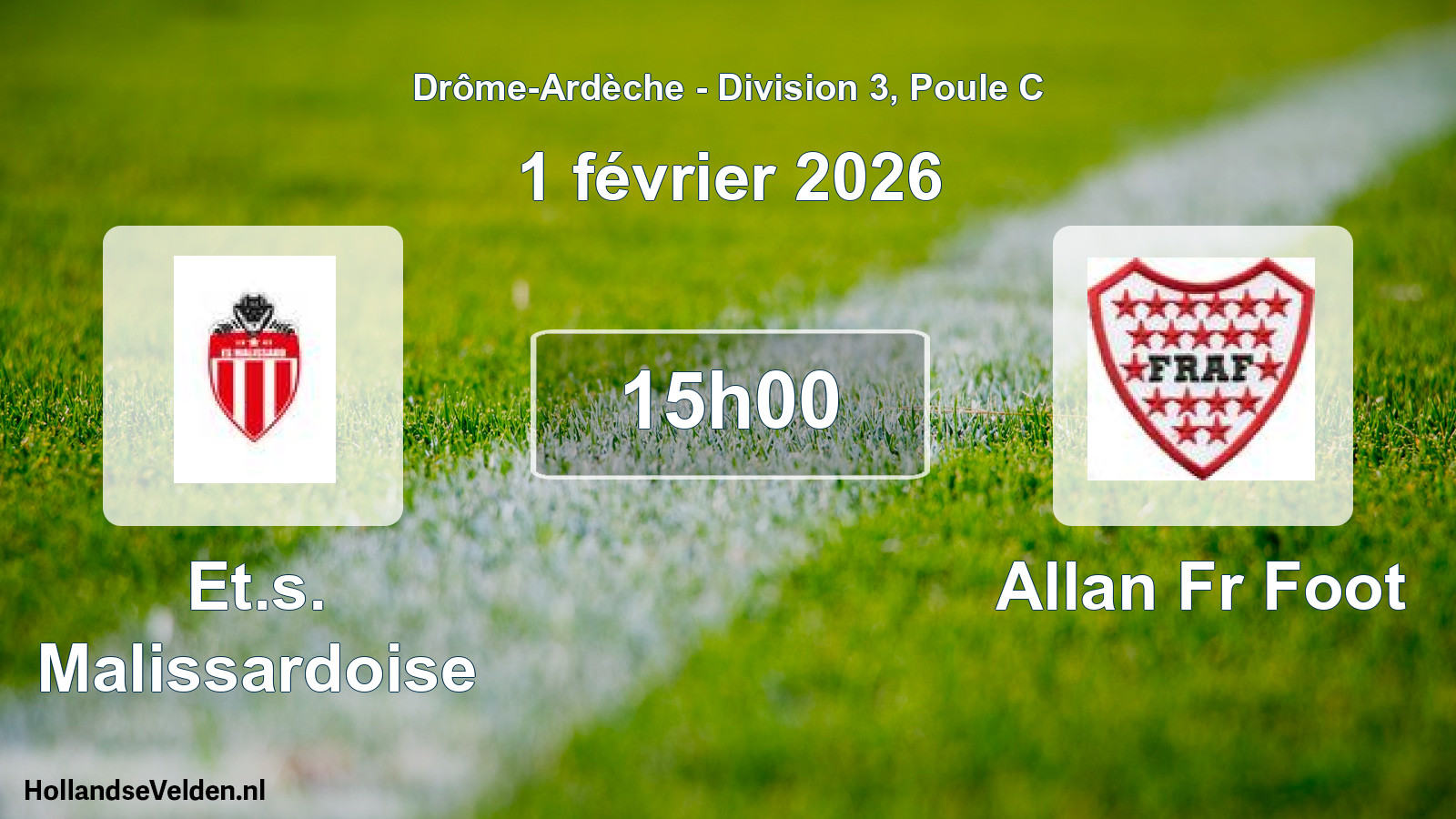 Scheduled Match: Et.s. Malissardoise - Allan Fr Foot (1 February 2026)
