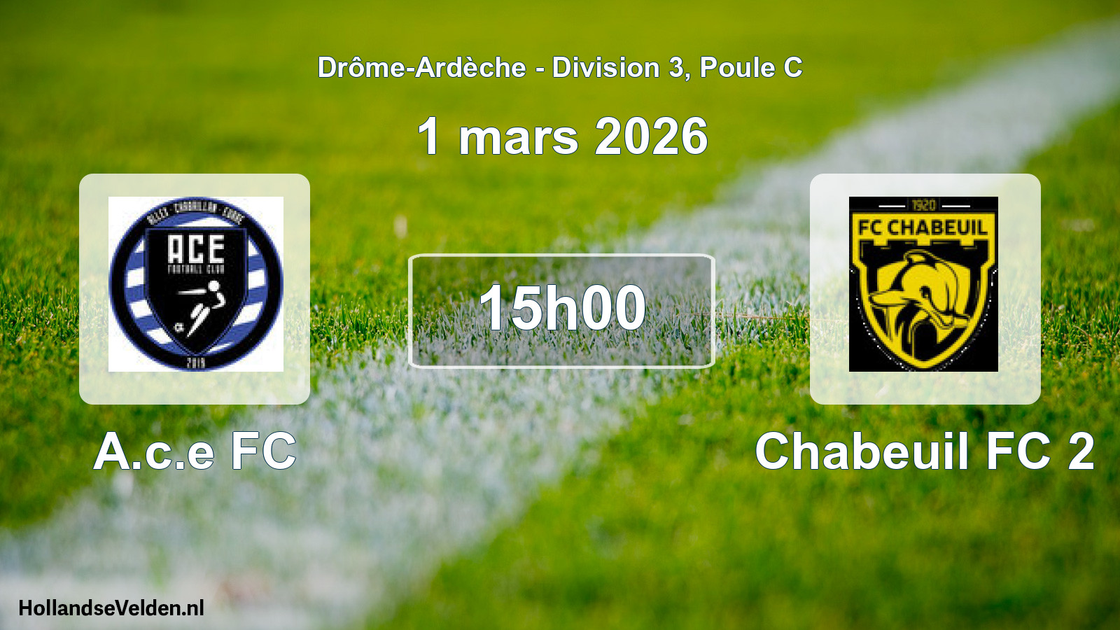 Geplande wedstrijd: A.c.e FC - Chabeuil FC 2 (1 maart 2026)