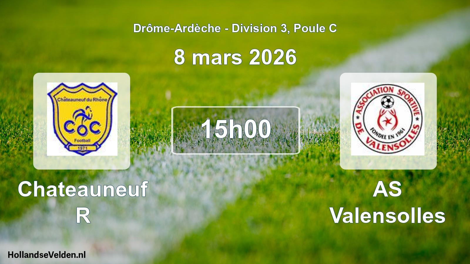Match programmé: Chateauneuf R - AS Valensolles (8 mars 2026)