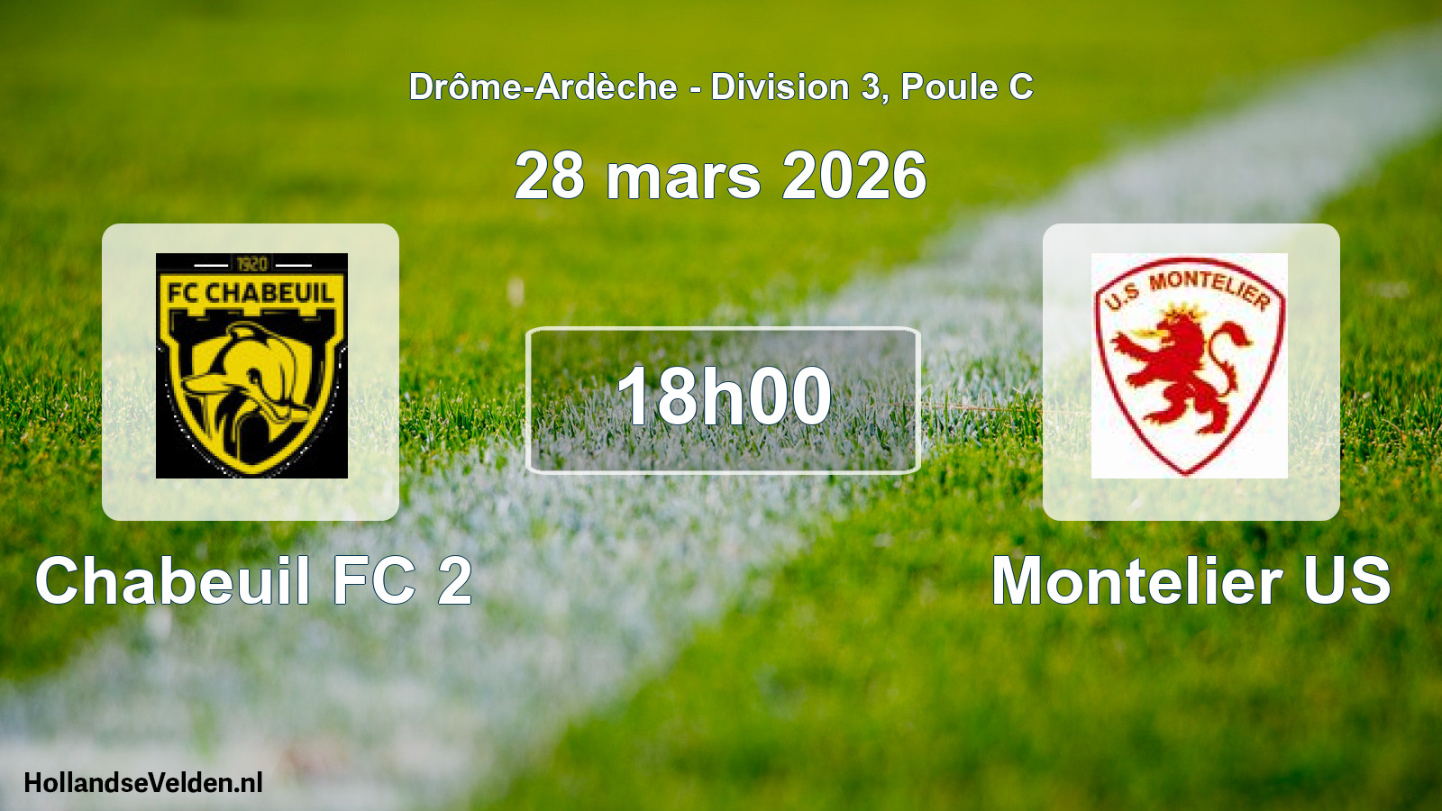 Geplande wedstrijd: Chabeuil FC 2 - Montelier US (28 maart 2026)