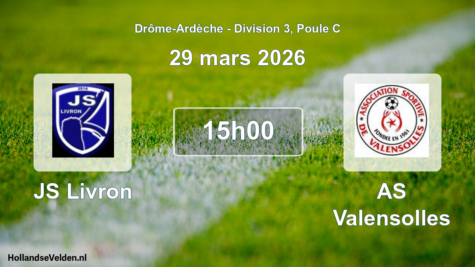 Geplande wedstrijd: JS Livron - AS Valensolles (29 maart 2026)