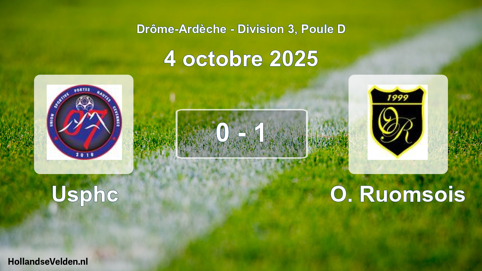 Gespeelde wedstrijd: Usphc - O. Ruomsois 0 - 1 (4 oktober 2025)