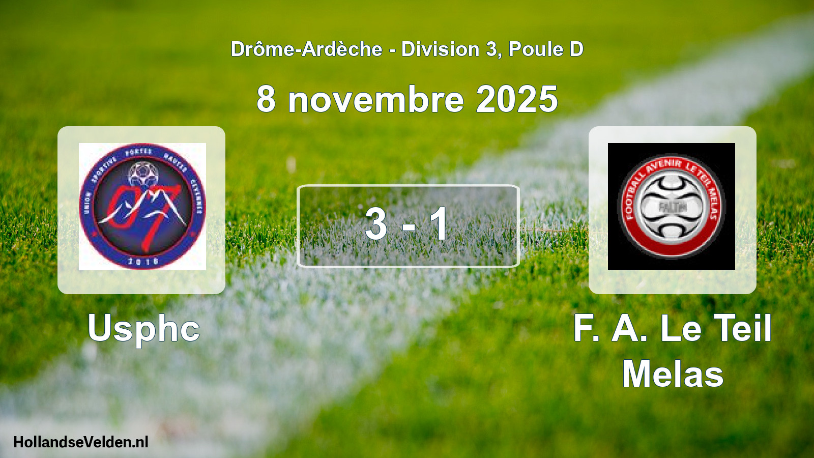 Gespeelde wedstrijd: Usphc - F. A. Le Teil Melas 3 - 1 (8 november 2025)