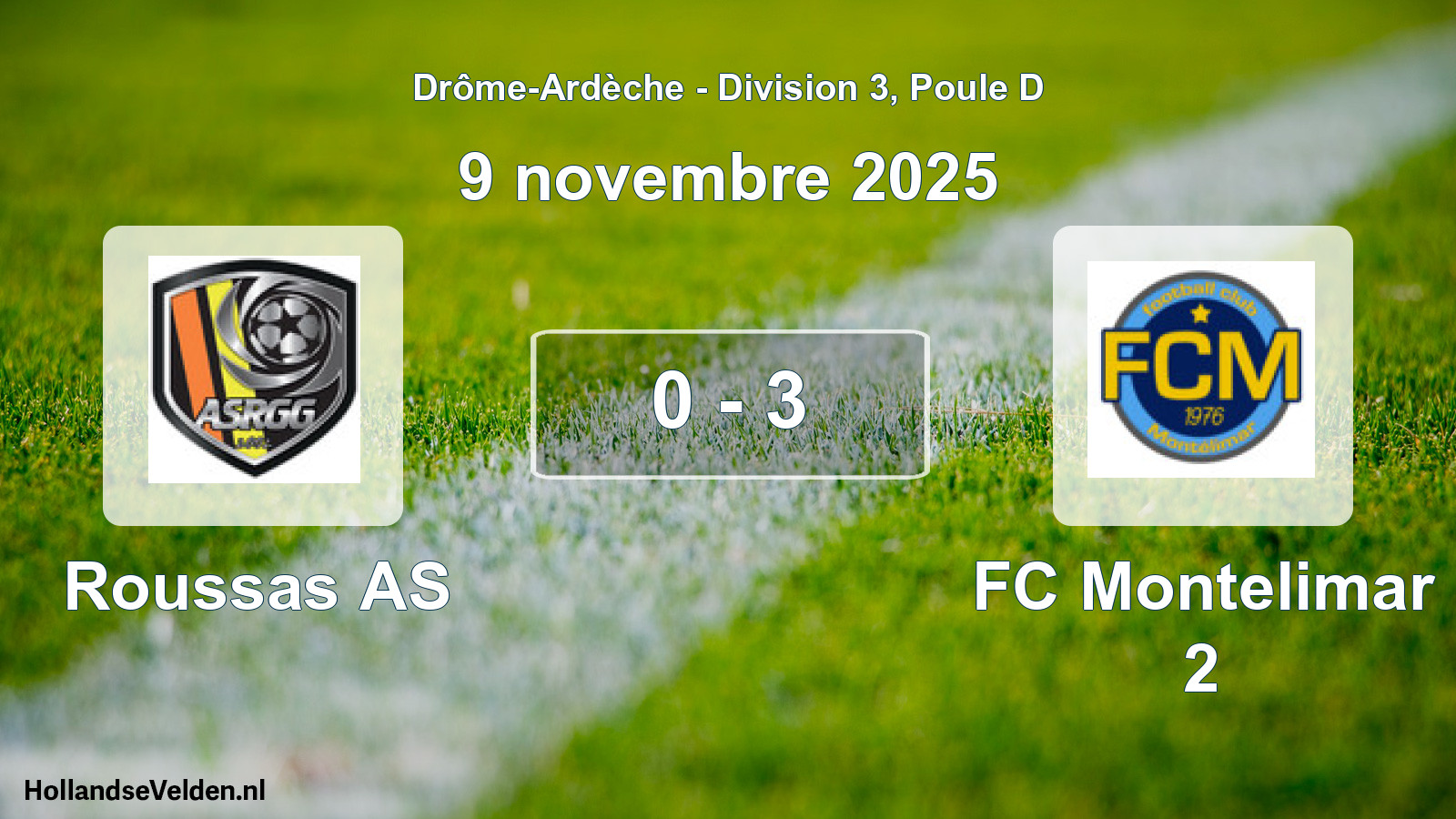 Gespeelde wedstrijd: Roussas AS - FC Montelimar 2 0 - 3 (9 november 2025)