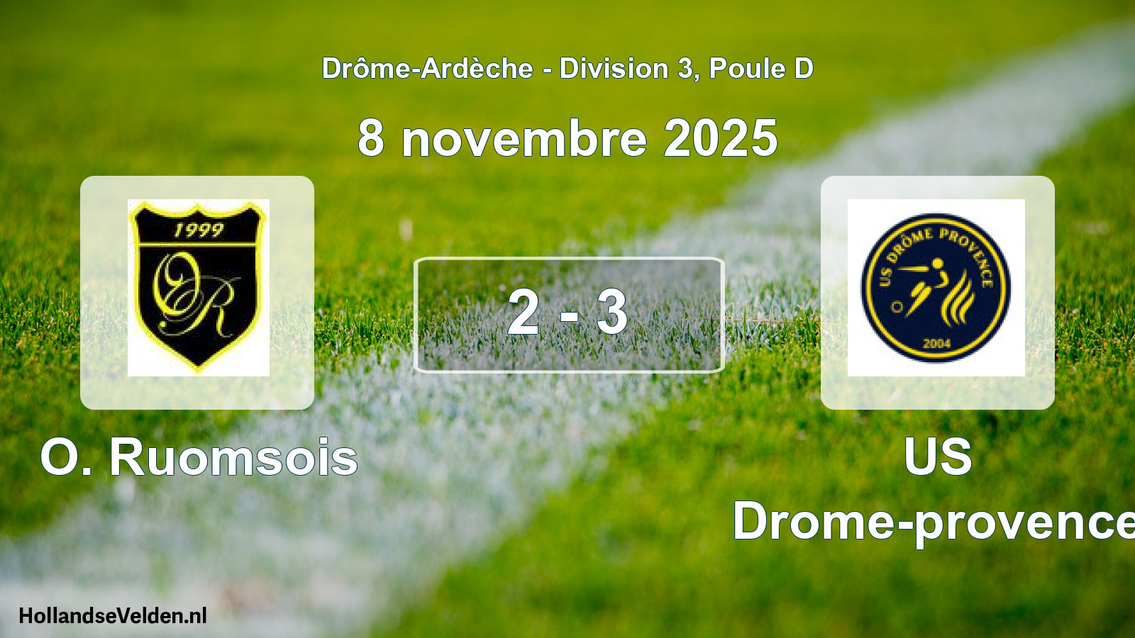 Gespeelde wedstrijd: O. Ruomsois - US Drome-provence 2 - 3 (8 november 2025)