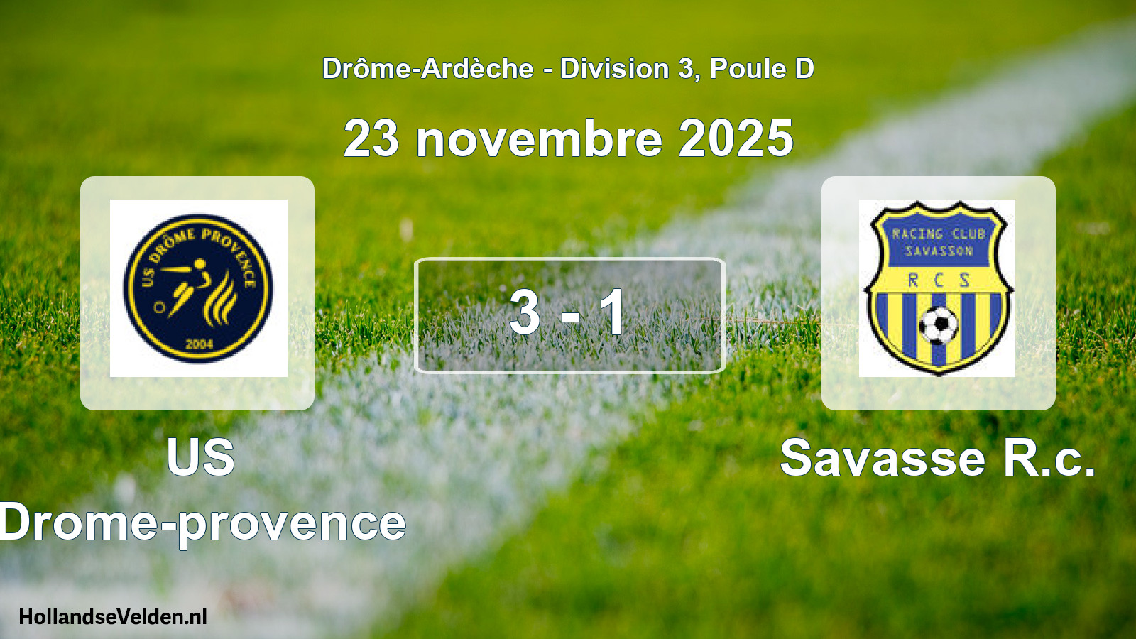 Gespeelde wedstrijd: US Drome-provence - Savasse R.c. 3 - 1 (23 november 2025)