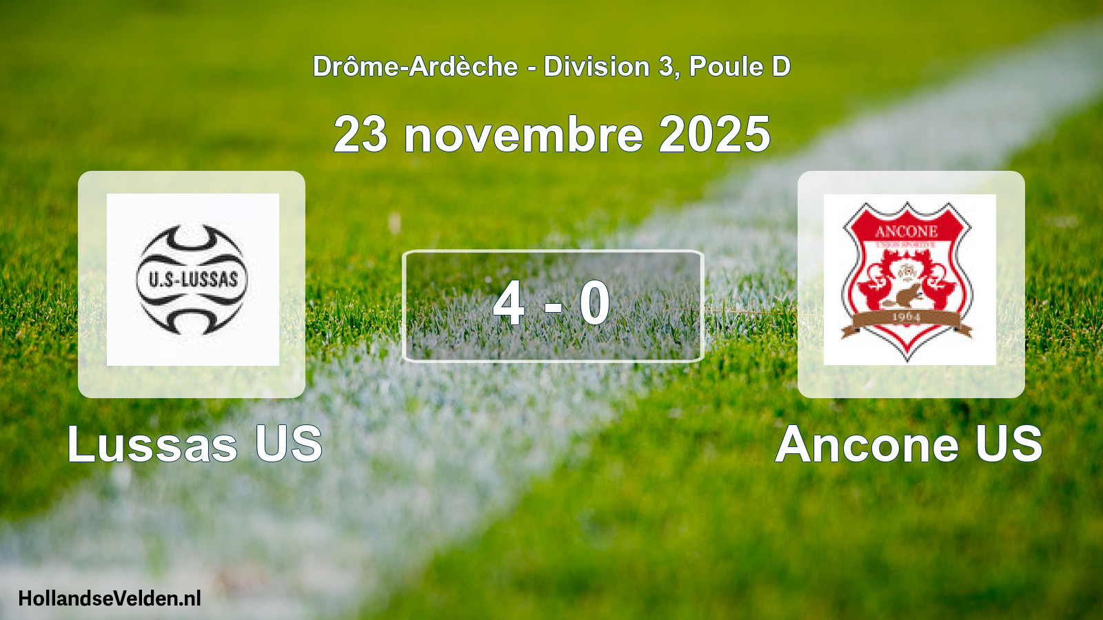 Gespeelde wedstrijd: Lussas US - Ancone US 4 - 0 (23 november 2025)