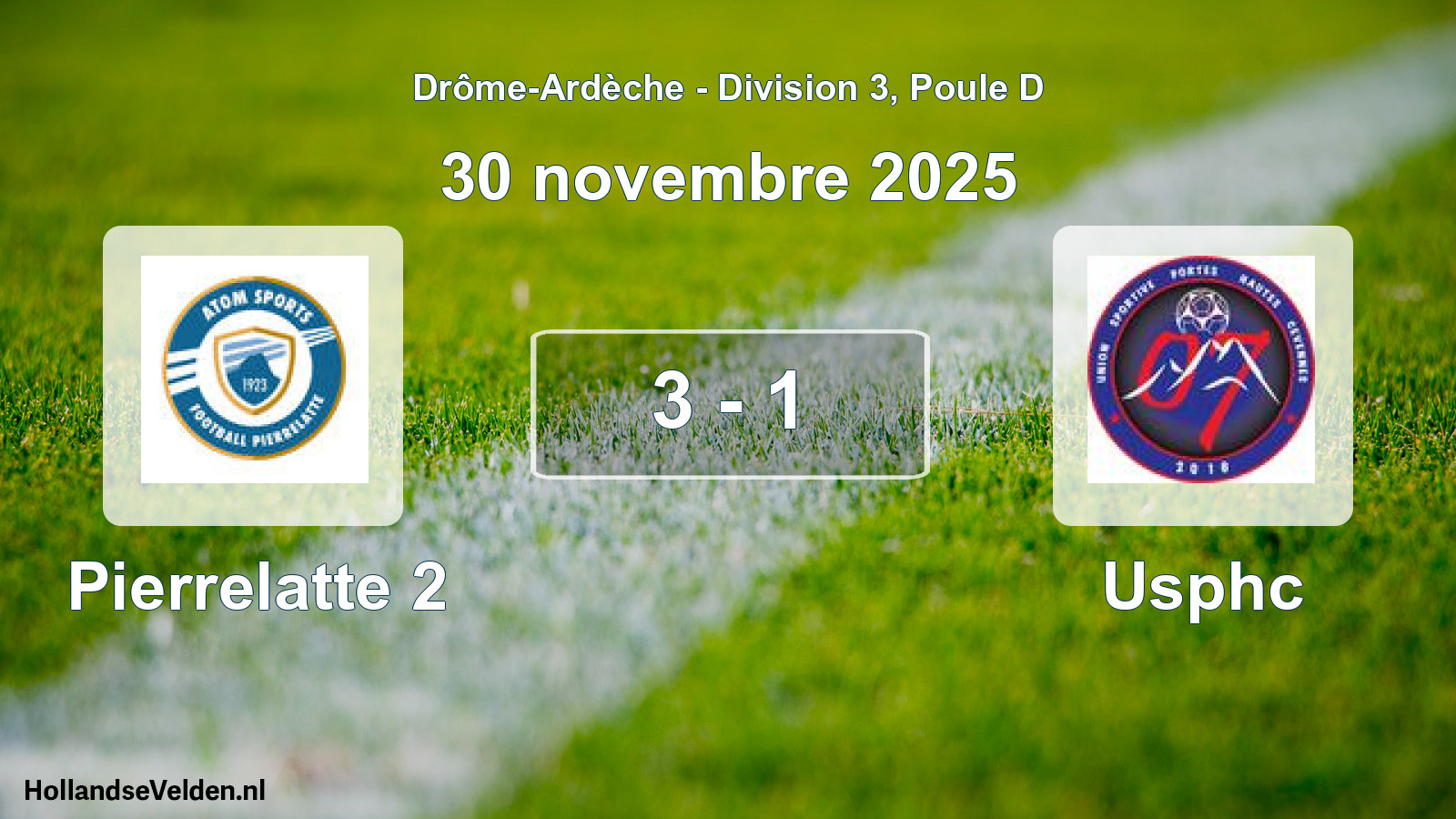 Gespeelde wedstrijd: Pierrelatte 2 - Usphc 3 - 1 (30 november 2025)