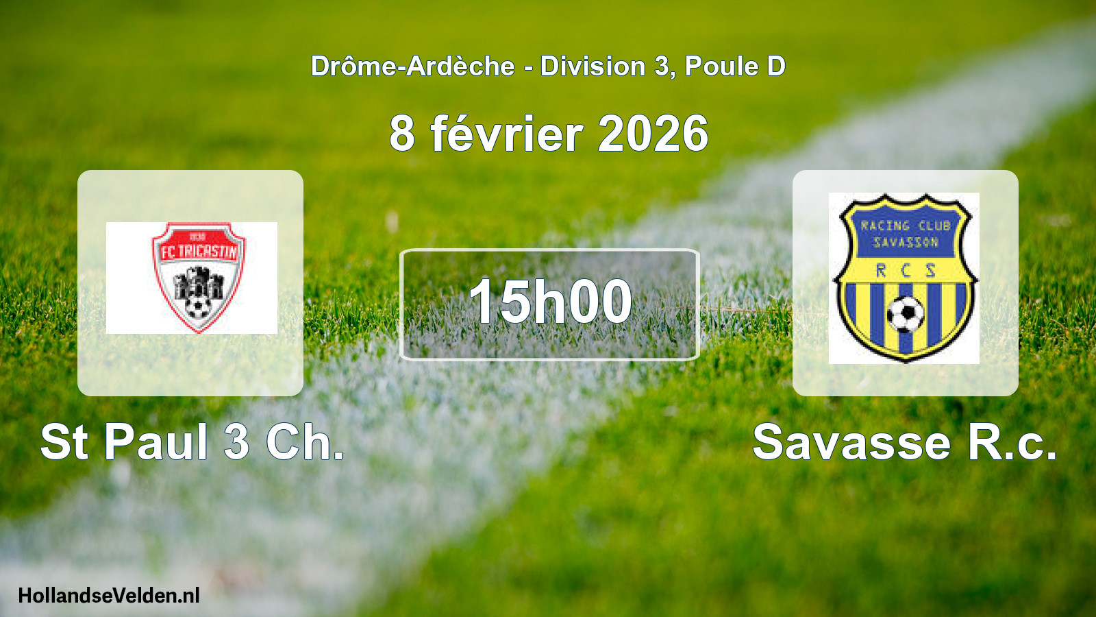 Geplande wedstrijd: St Paul 3 Ch. - Savasse R.c. (8 februari 2026)
