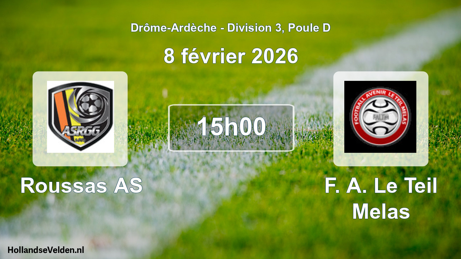 Geplande wedstrijd: Roussas AS - F. A. Le Teil Melas (8 februari 2026)