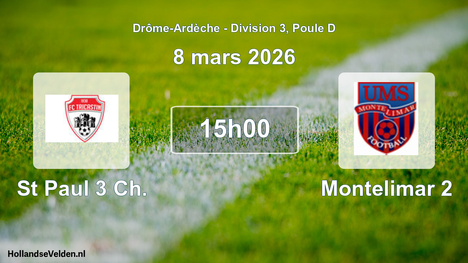 Match programmé: St Paul 3 Ch. - Montelimar 2 (8 mars 2026)