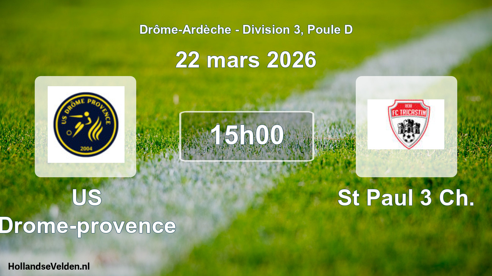 Geplande wedstrijd: US Drome-provence - St Paul 3 Ch. (22 maart 2026)