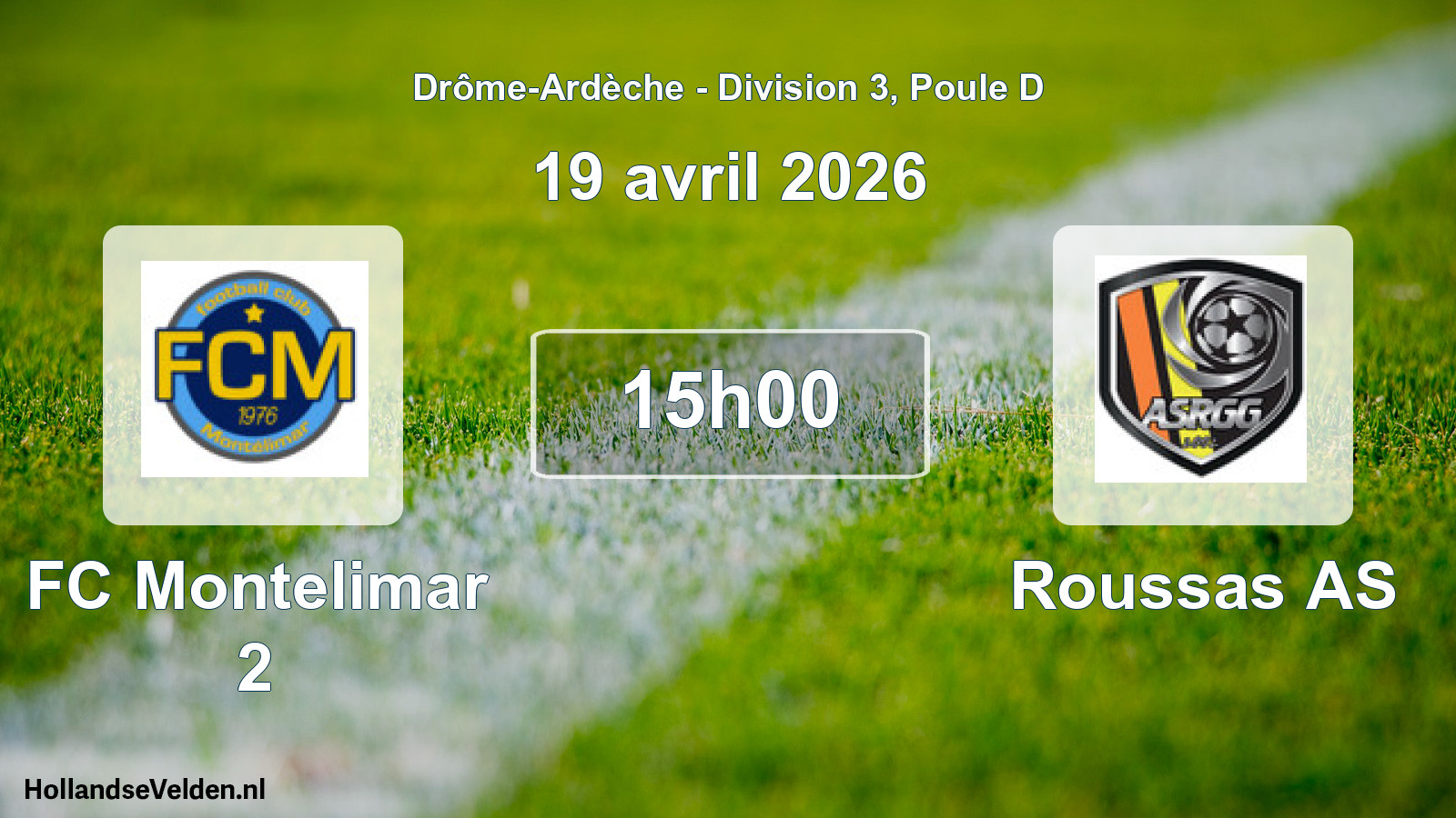 Geplande wedstrijd: FC Montelimar 2 - Roussas AS (19 april 2026)