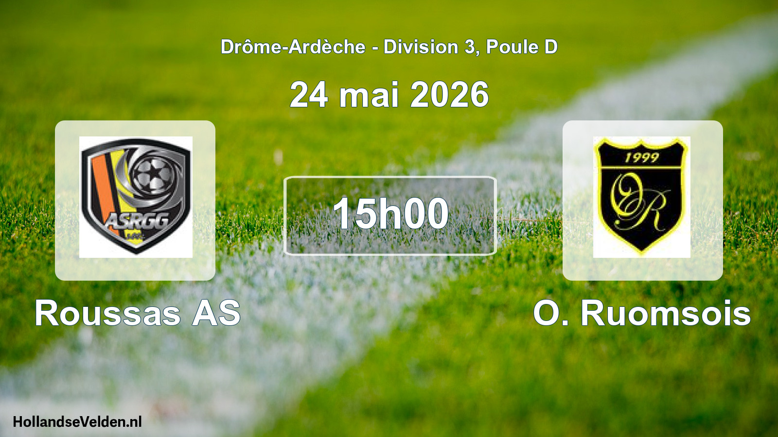 Geplande wedstrijd: Roussas AS - O. Ruomsois (24 mei 2026)