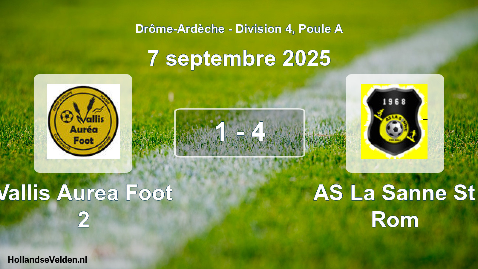 Gespeelde wedstrijd: Vallis Aurea Foot 2 - AS La Sanne St Rom 1 - 4 (7 september 2025)