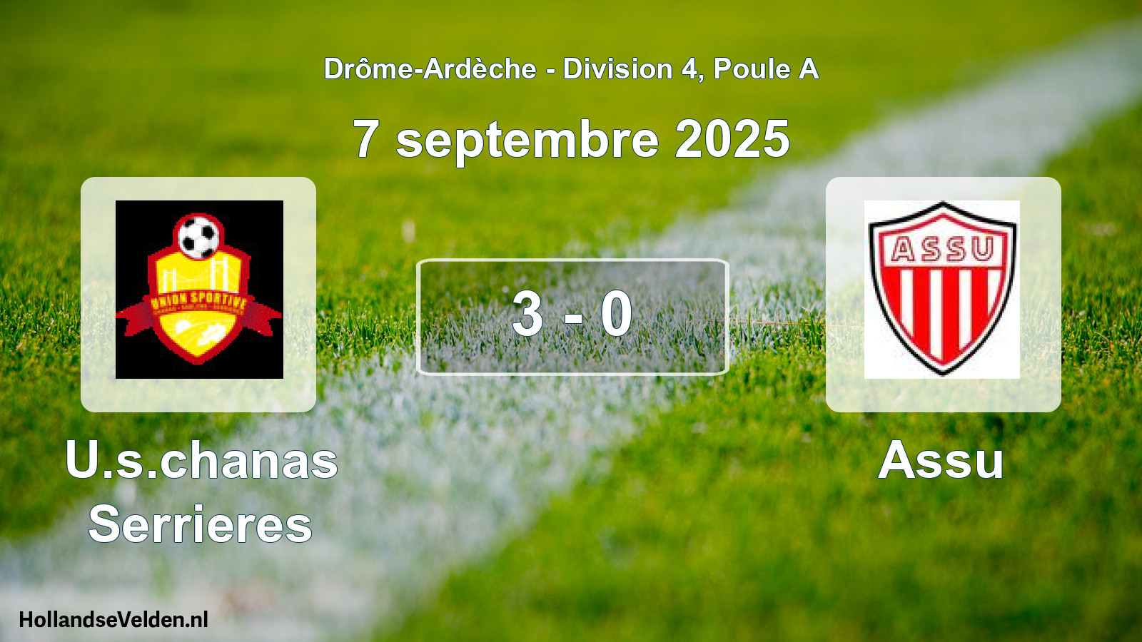 Gespeelde wedstrijd: U.s.chanas Serrieres - Assu 3 - 0 (7 september 2025)