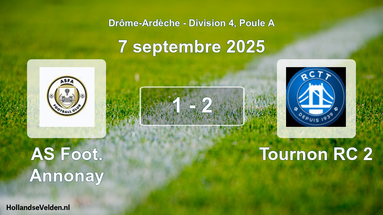 Gespeelde wedstrijd: AS Foot. Annonay - Tournon RC 2 1 - 2 (7 september 2025)